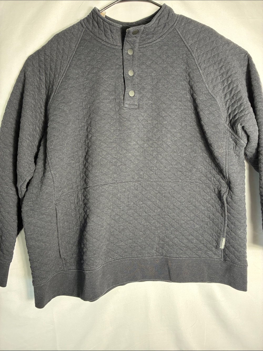 Eddie Bauer Men's Quilted Quarter-Snap Pullover Sweatshirt Mock Neck Gray XXL